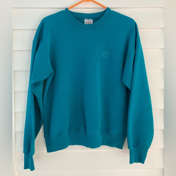 jcpenney Tops - Vintage USA Olympics Teal Crew-Neck Sweatshirt Size Large